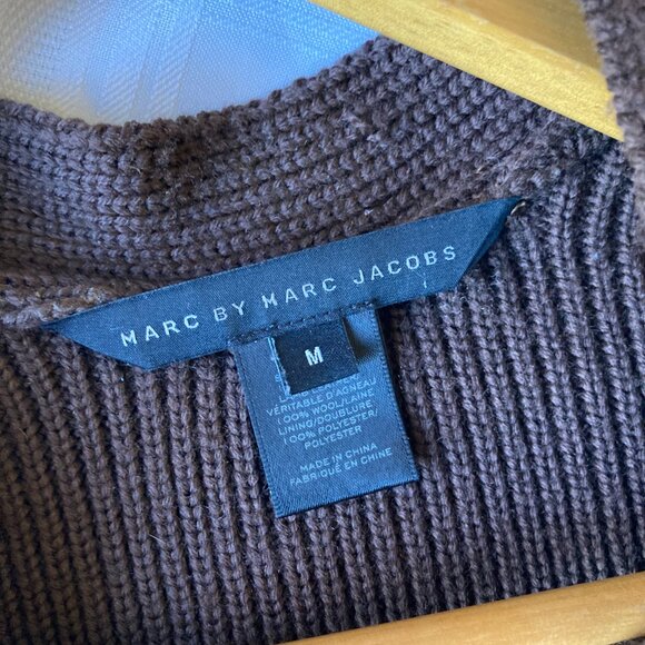 Marc Jacobs Metallic Genuine Lamb Leather Wool Cardigan Jacket - Picture 12 of 16